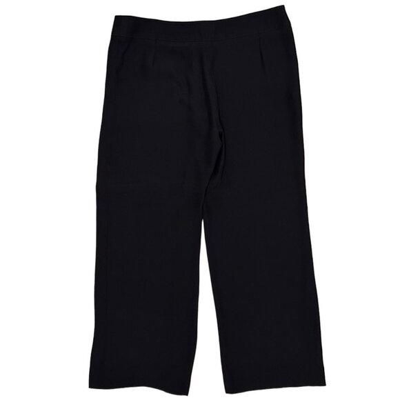 Armani Collezioni Mid Rise Wide Leg Silk Blend Trouser Pants in Black Size 12 - Picture 2 of 16
